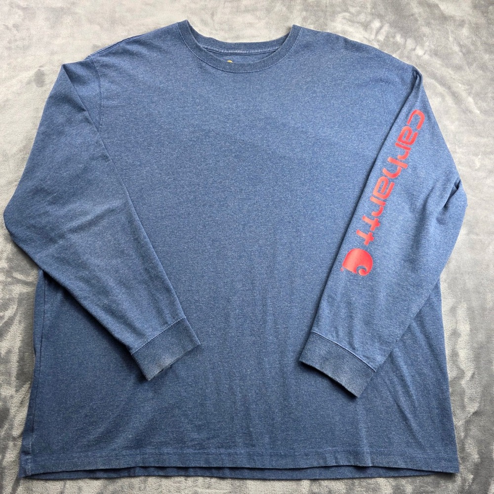 Carhartt Long Sleeve Shirt‎ 2XL Blue Mens Original Fit Cotton Blend Graphic Logo